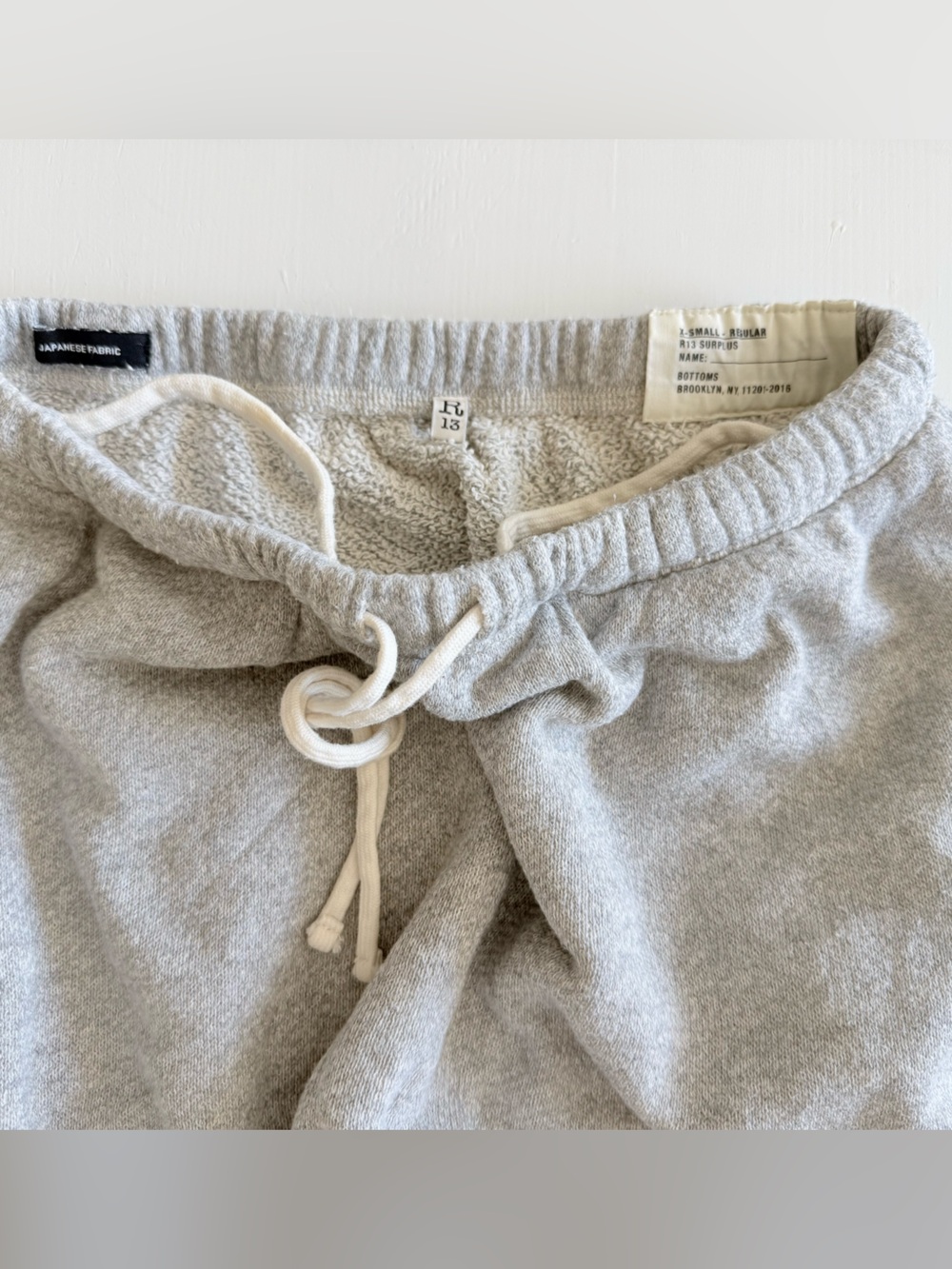 R13 Field Terry Sweatpants heather grey raw frayed edge Japanese street fashion - Picture 4 of 10
